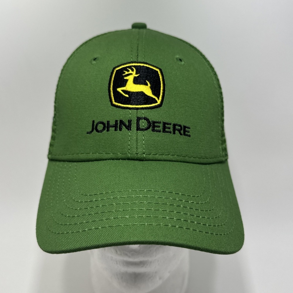 John Deere Snapback Mesh Green Trucker Baseball Cap Hat Yellow Logo 4 Rivers